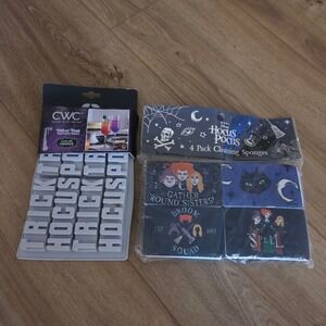 Disney Hocus Pocus Sponges & Trick or‎ Treat Ice Cube Mold Set Halloween